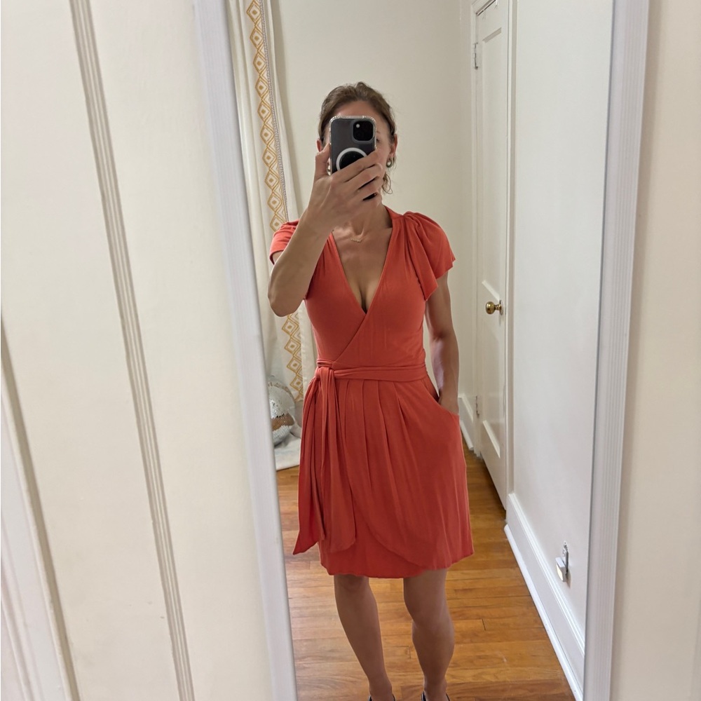 BCBGeneration Coral Orange Wrap Dress